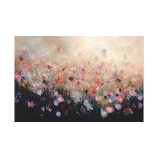 Ethereal Bloom: Vibrant Abstract Floral Canvas – Impressionist Art Print