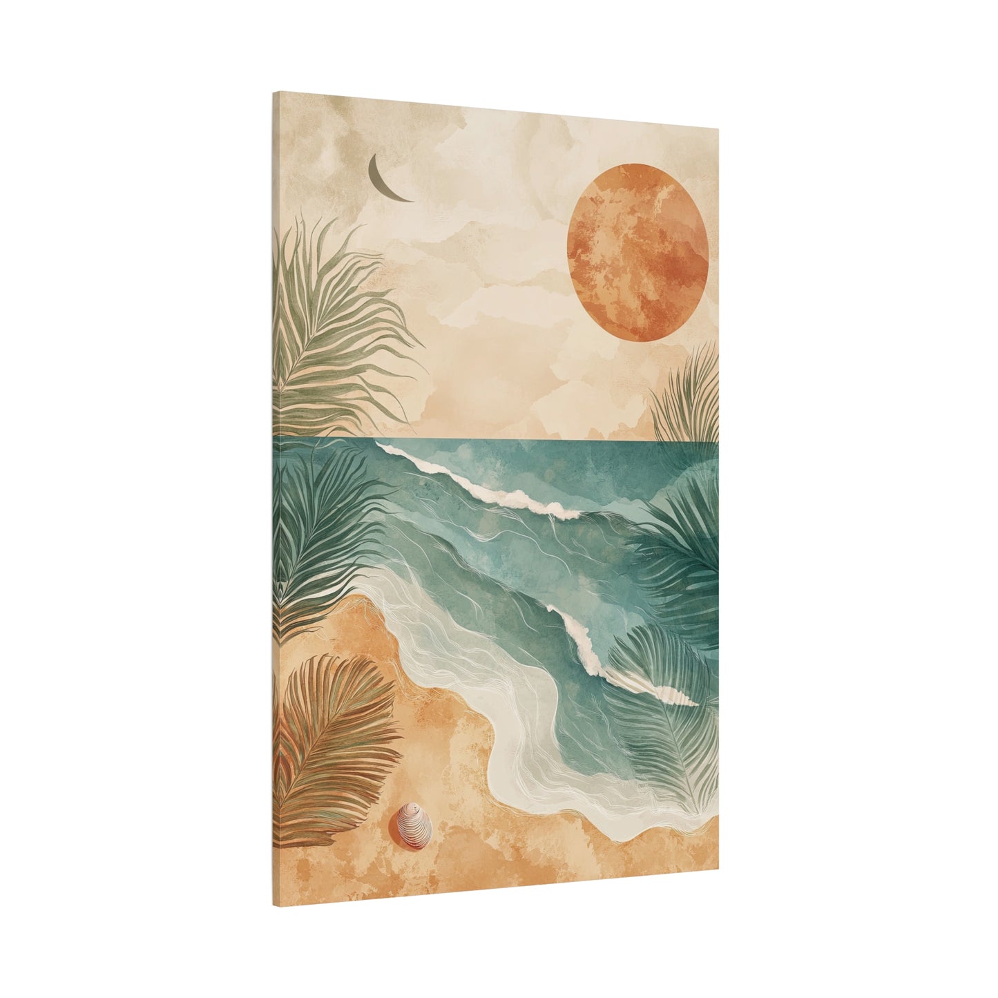 Boho Beach Canvas – Tranquil Coastal Sunset Wall Art (20009)