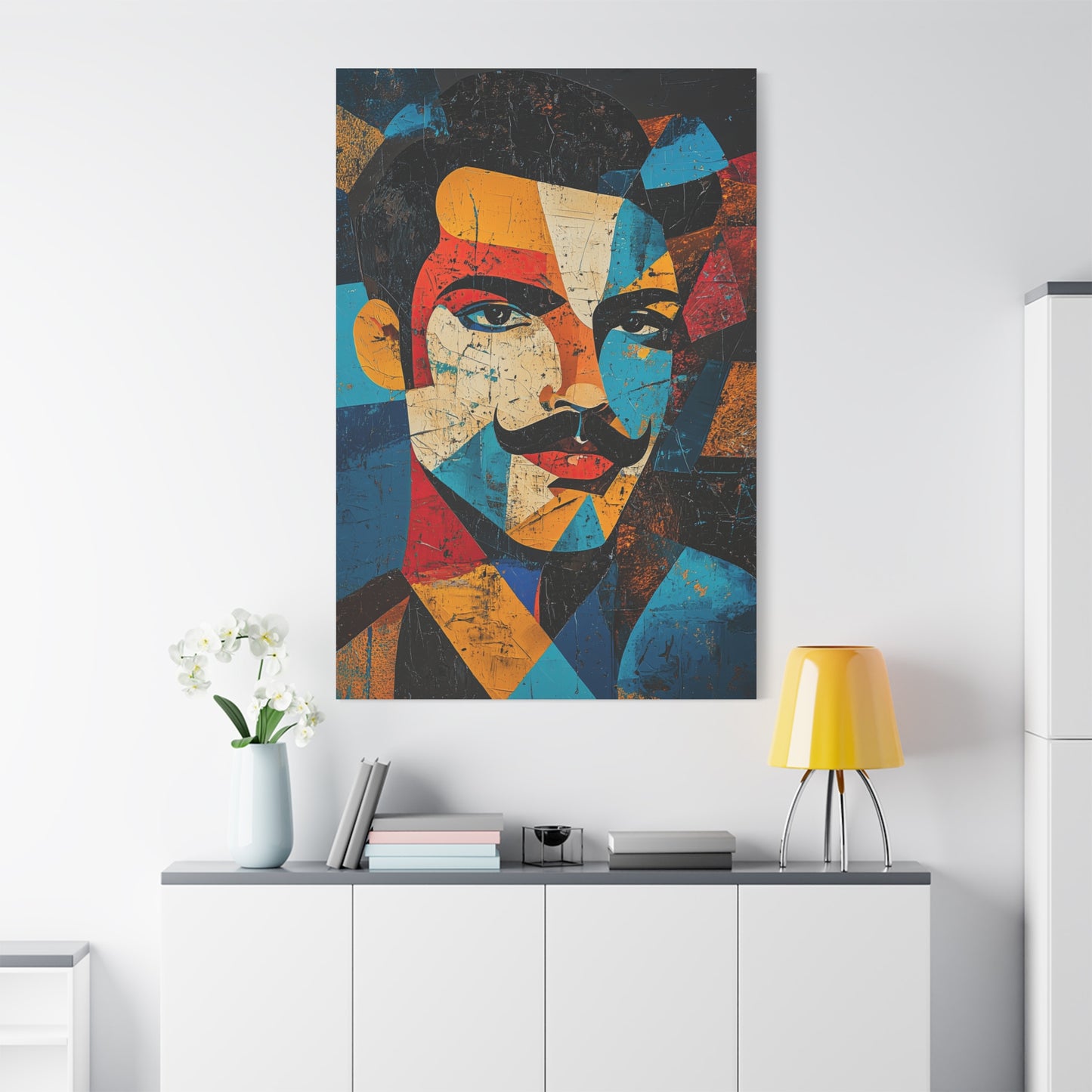 Picasso-Inspired painting of Queen's lead singer – Bold Cubist Canvas Art