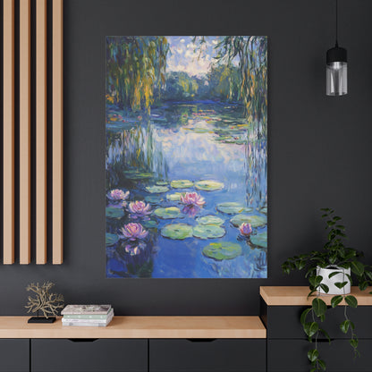 Claude Monet-Inspired Water Lily Pond Canvas – Tranquil Impressionist Landscape Art