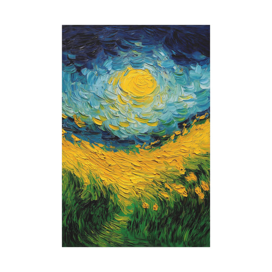 Van Gogh-Inspired Sunflower Field Canvas – Vibrant Impressionist Landscape Print