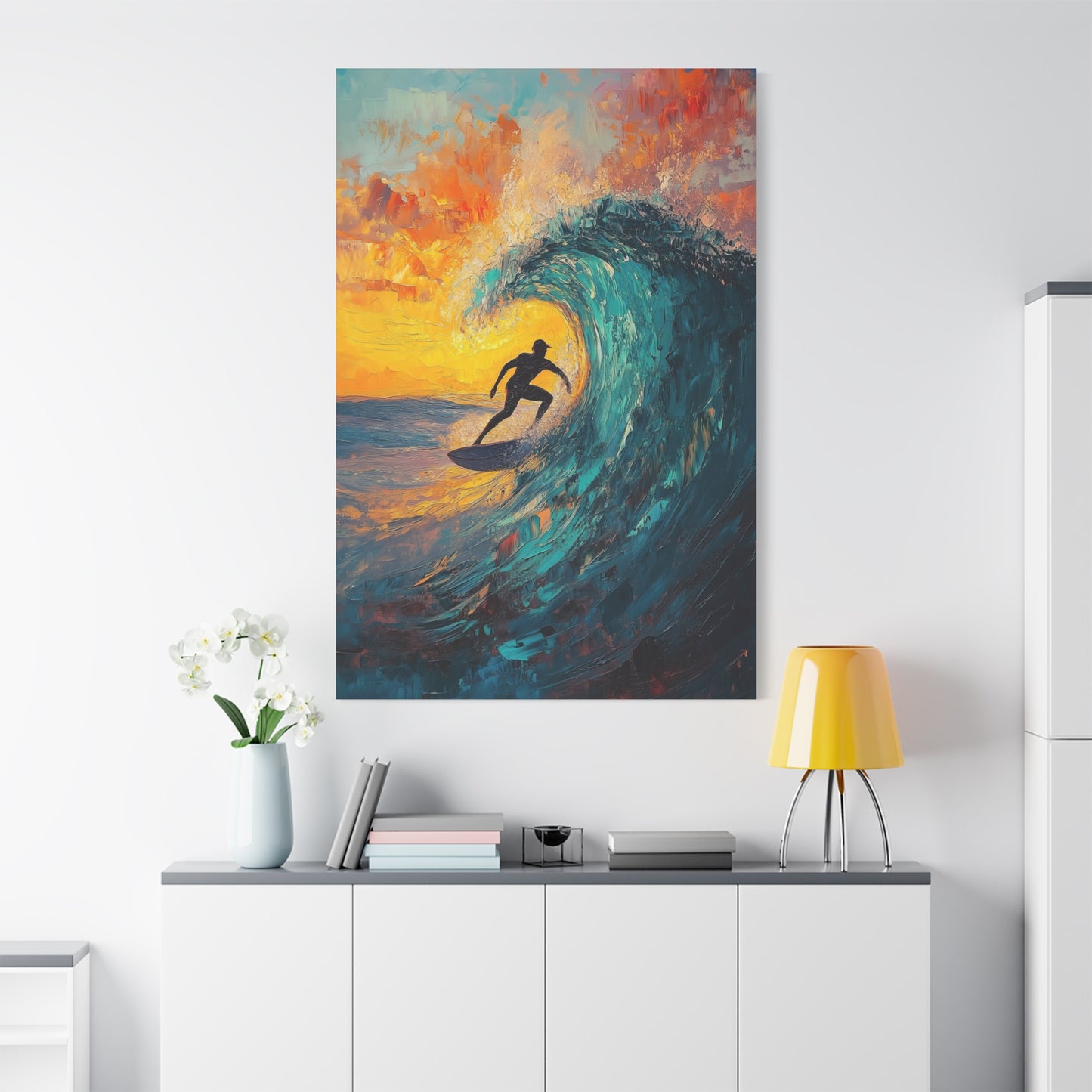 Sunset Surf Canvas – Dynamic Beach Wall Art for Ocean Lovers (20008)