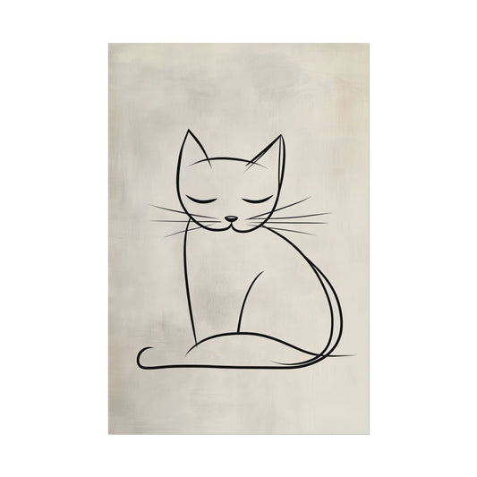 Line Art Wall Art Poster Picasso Inpired Serene Cat (20038)