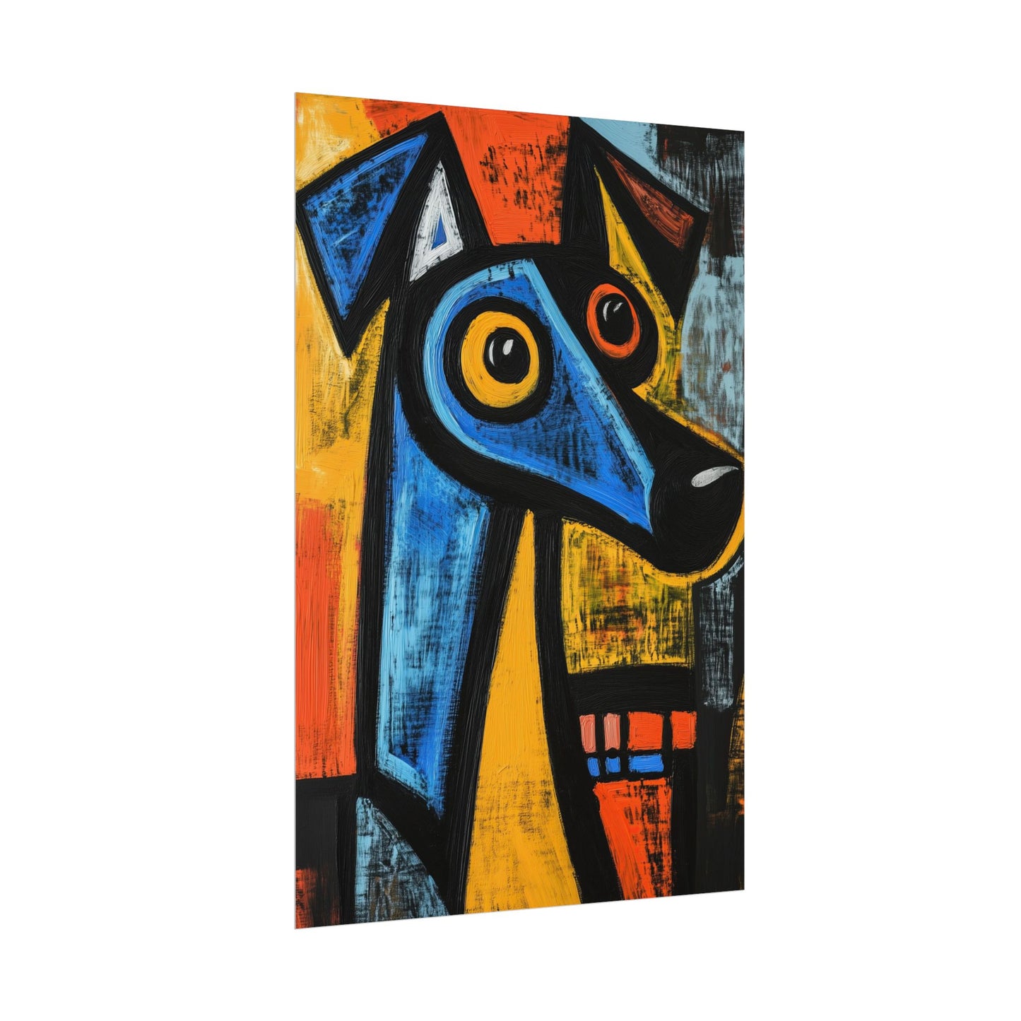 Cubist Dog Poster – Bold Picasso-Inspired Abstract Wall Art (2002)