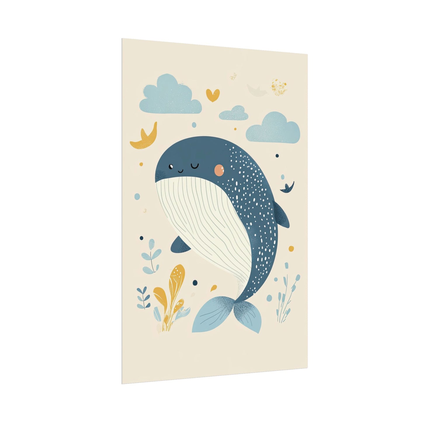 Kids Wall Art Poster Serene Whale Design (20033)