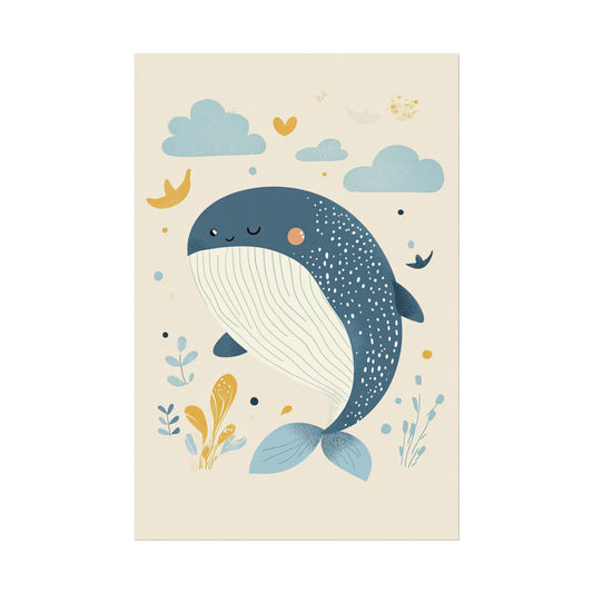 Kids Wall Art Poster Serene Whale Design (20033)