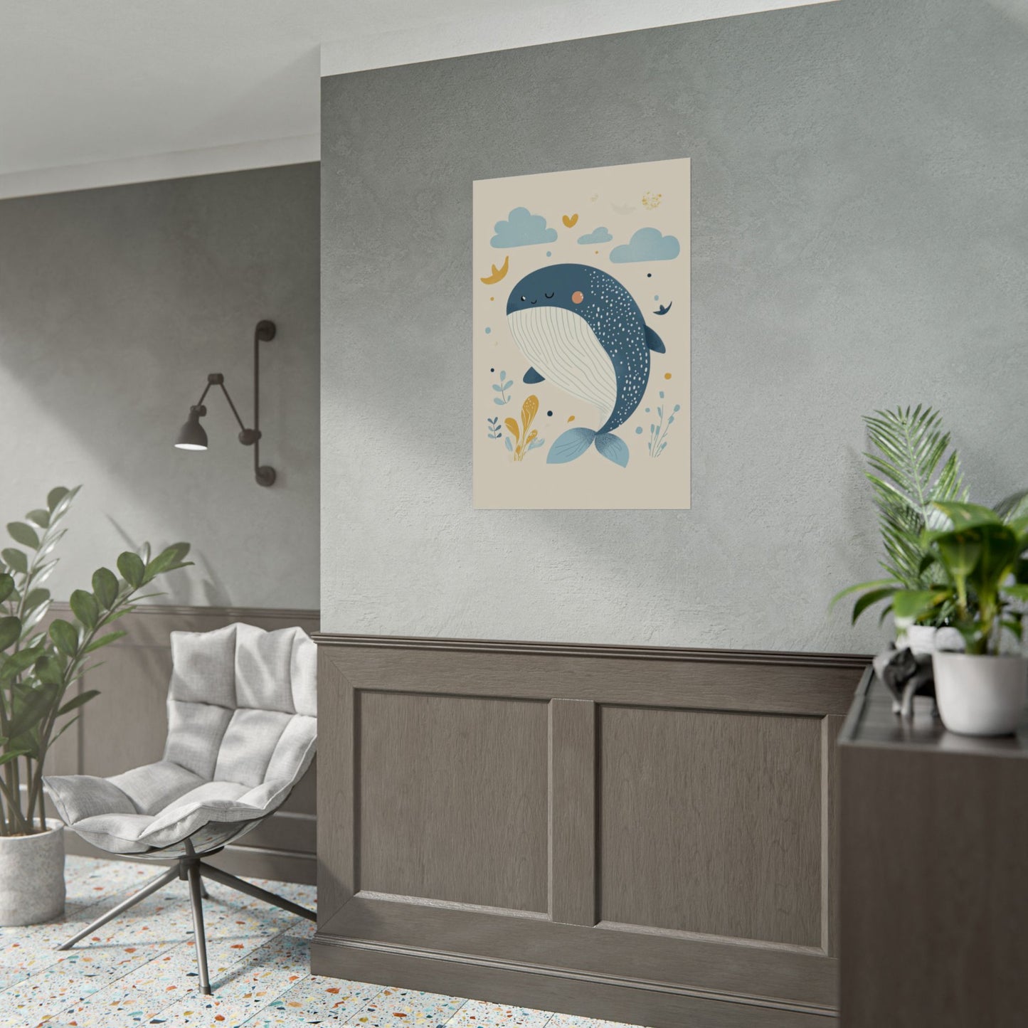 Kids Wall Art Poster Serene Whale Design (20033)