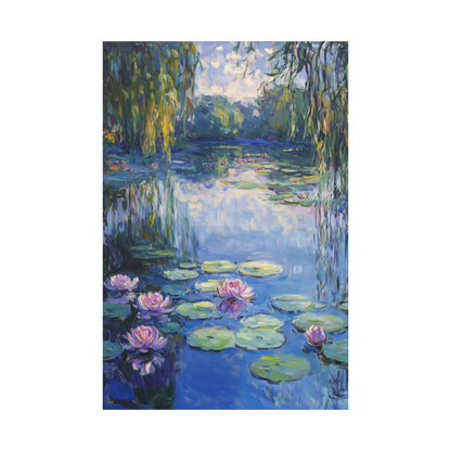 Claude Monet-Inspired Water Lily Pond Canvas – Tranquil Impressionist Landscape Art