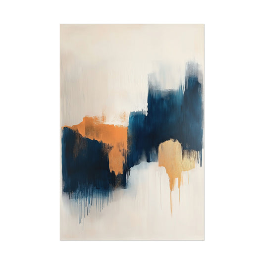 Modern Abstract Wall Art Poster – Bold Blue & Warm Earth Tones (20013)