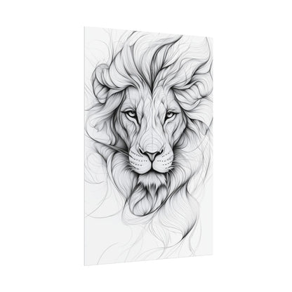 Majestic Lion Line Art Print Poster – Minimalist Black and White Wall Art (30002)