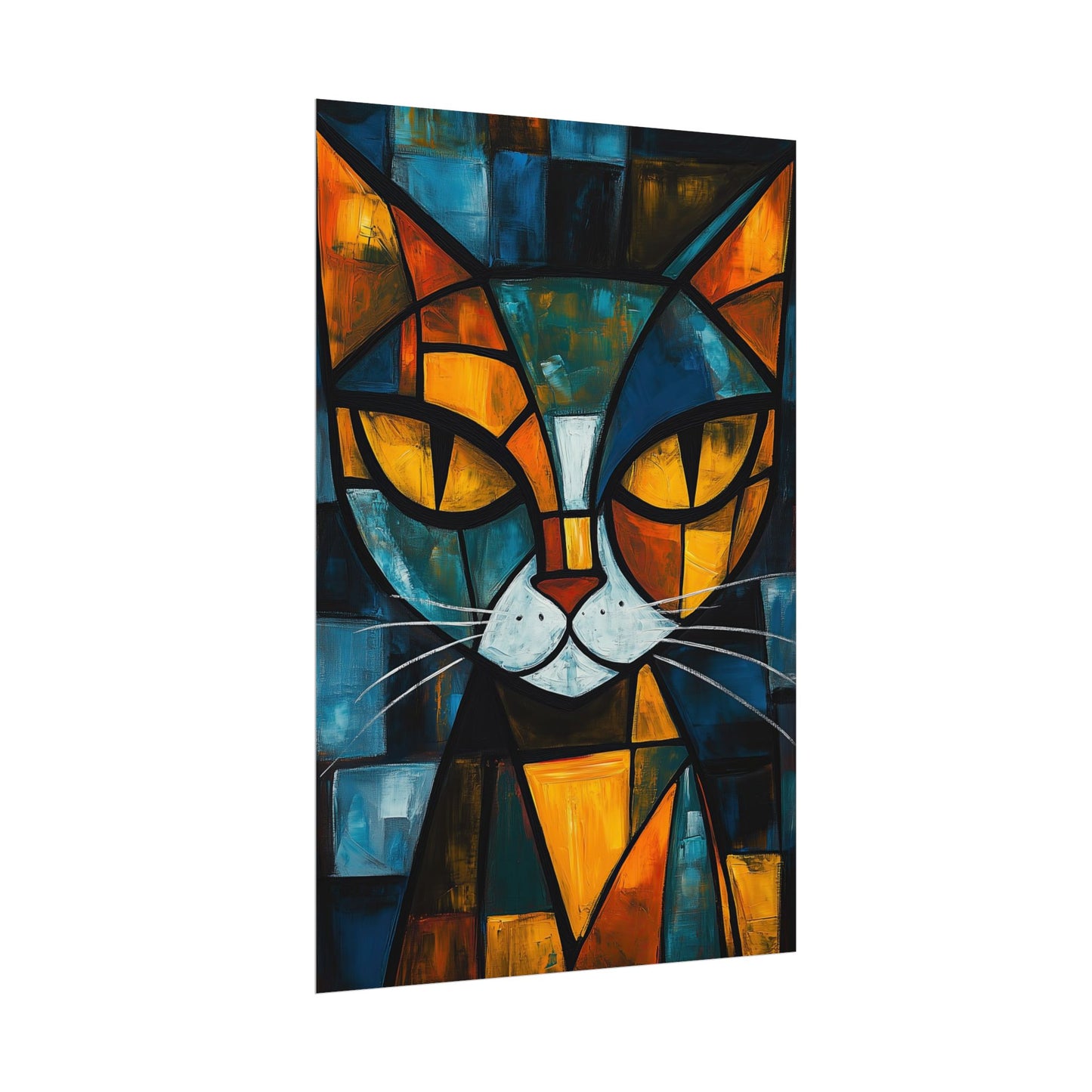 Picasso-Inspired Cat Poster – Vibrant Cubist Wall Art (2001)