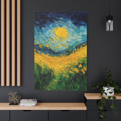 Van Gogh-Inspired Sunflower Field Canvas – Vibrant Impressionist Landscape Print