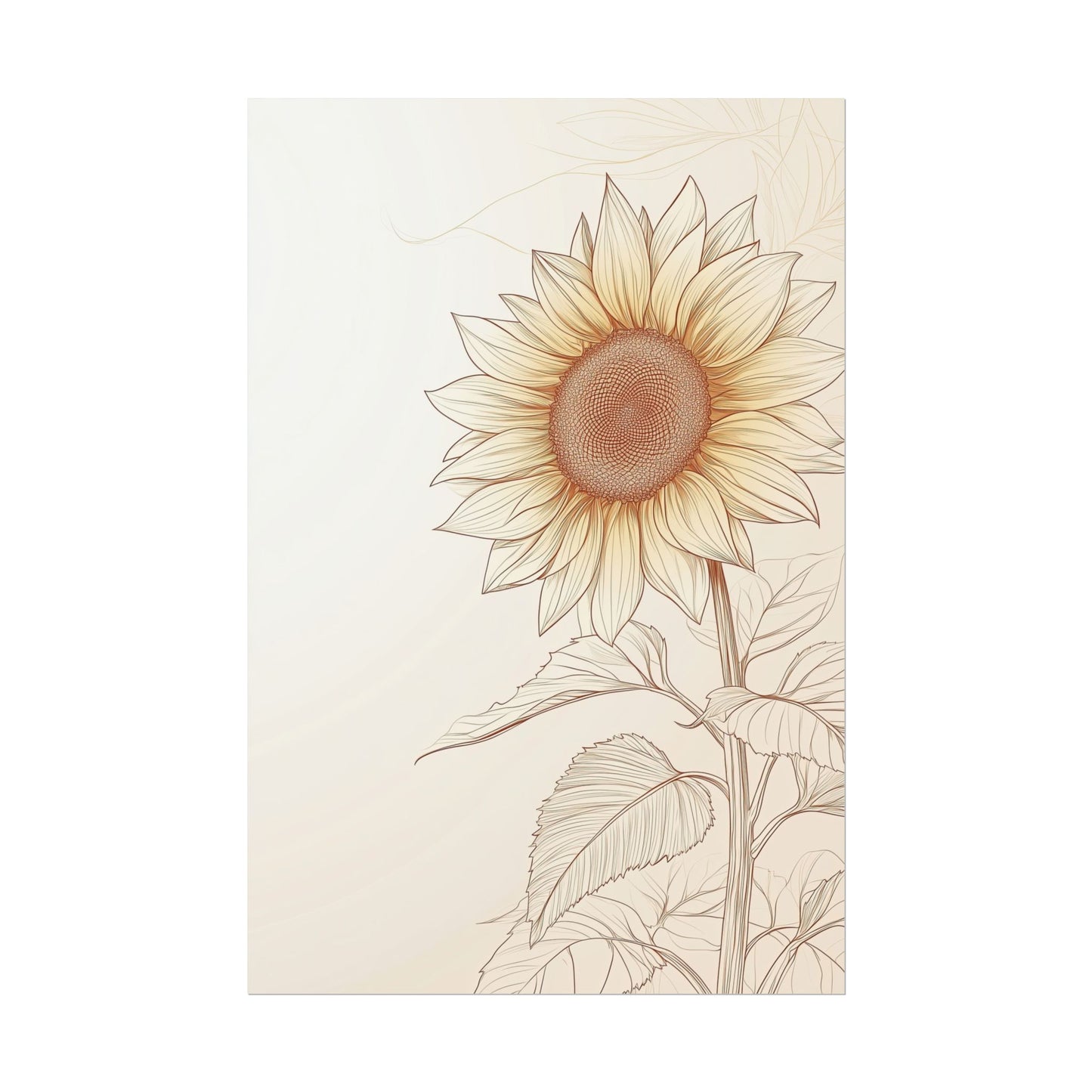 Line Art Wall Art Poster Elegant Sunflower (20039)