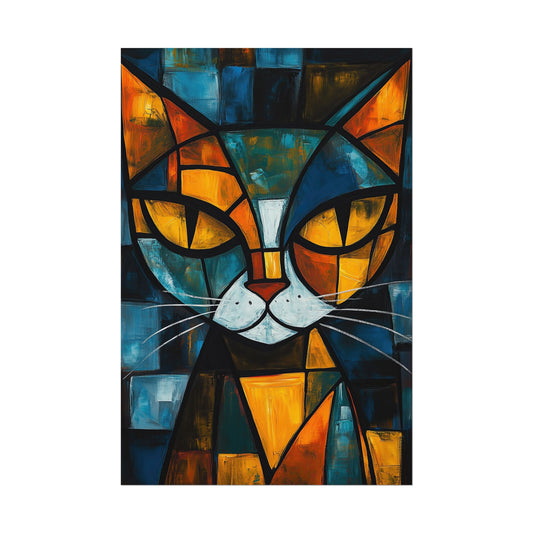 Picasso-Inspired Cat Poster – Vibrant Cubist Wall Art (2001)