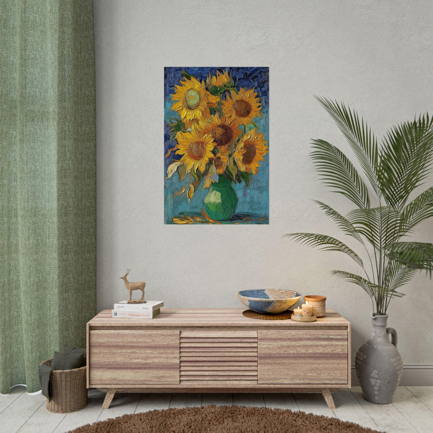 Van Gogh inpired Sunflowers Poster Iconic Floral Art Print (1001)