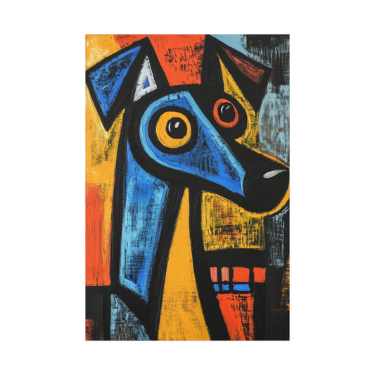 Pablo Picasso-Inspired Cubist Dog Canvas – Bold Abstract Geometric Art