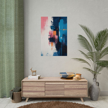 Contemporary Abstract Wall Art Poster – Bold Expression in Blue & Pink (20014)