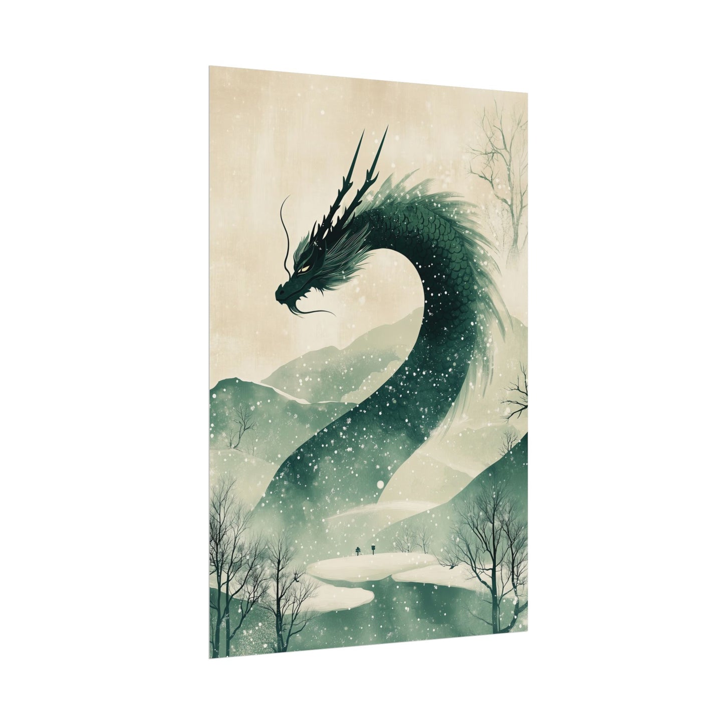 Japandi Wall Art Poster Serene Dragon Dance (20027)