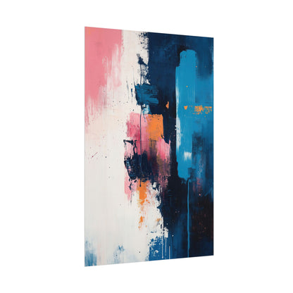 Contemporary Abstract Wall Art Poster – Bold Expression in Blue & Pink (20014)