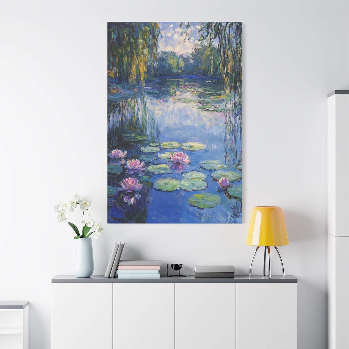 Claude Monet-Inspired Water Lily Pond Canvas – Tranquil Impressionist Landscape Art