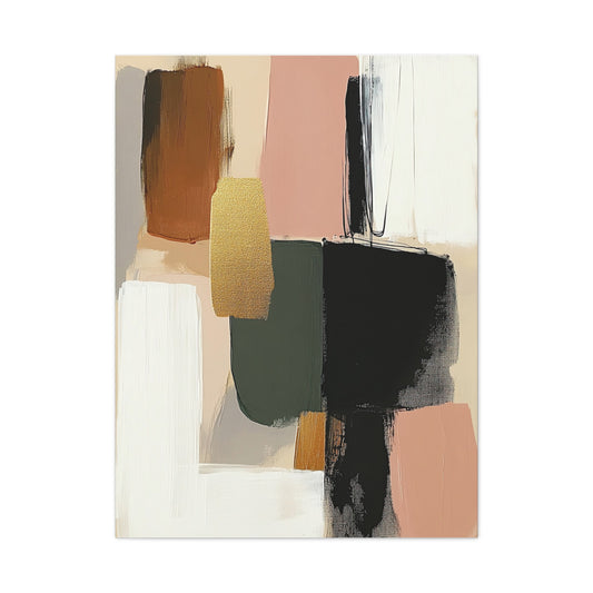 Modern abstract canvas – earthy tones with gold accents | Minimalist wall art