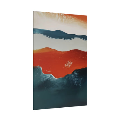 Abstract Canvas Art – Bold Orange & Deep Blue Minimalist Landscape (20011)