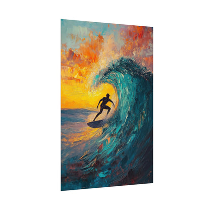 Surf Art Poster Sunset Wave Beach Wall Art (20008)