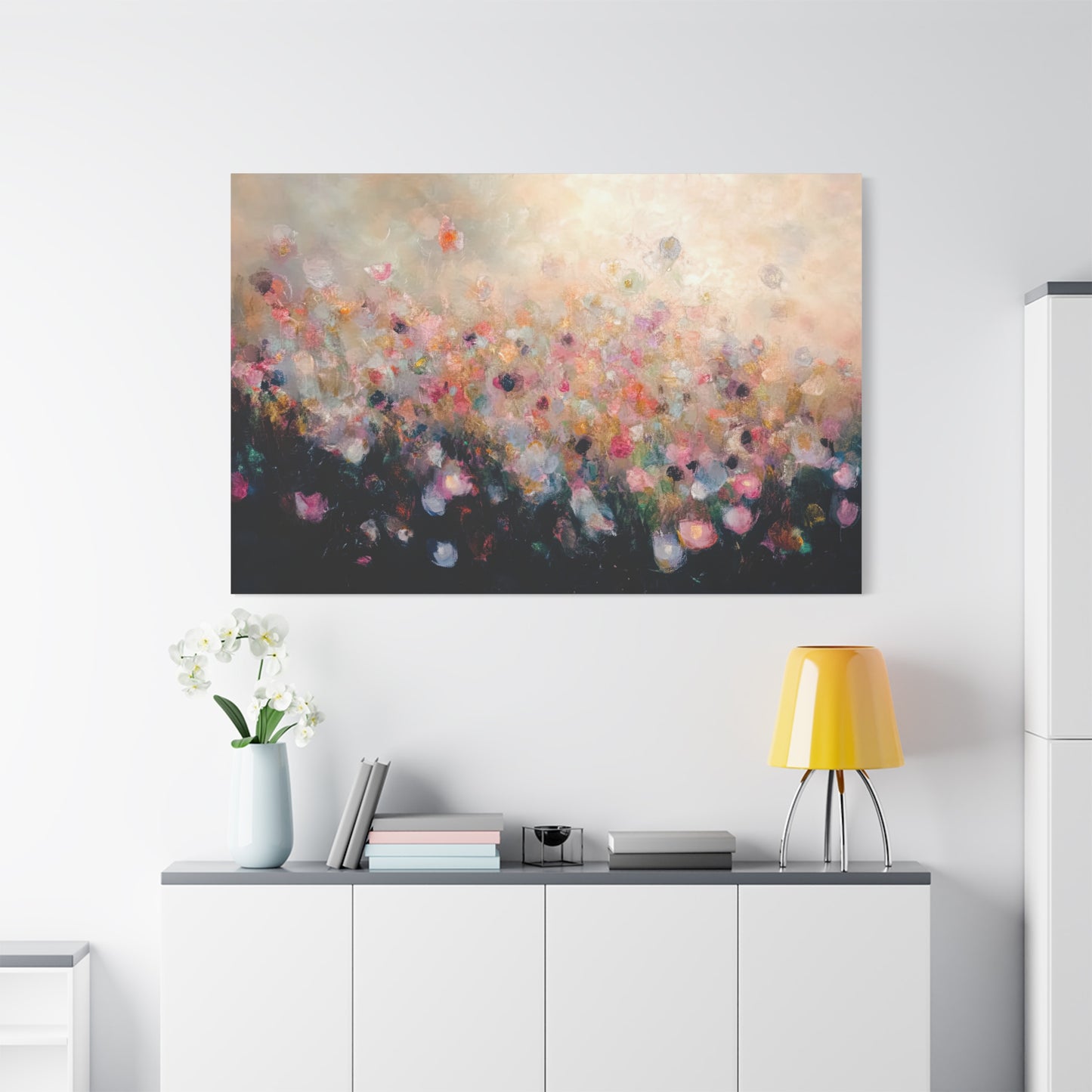 Ethereal Bloom: Vibrant Abstract Floral Canvas – Impressionist Art Print