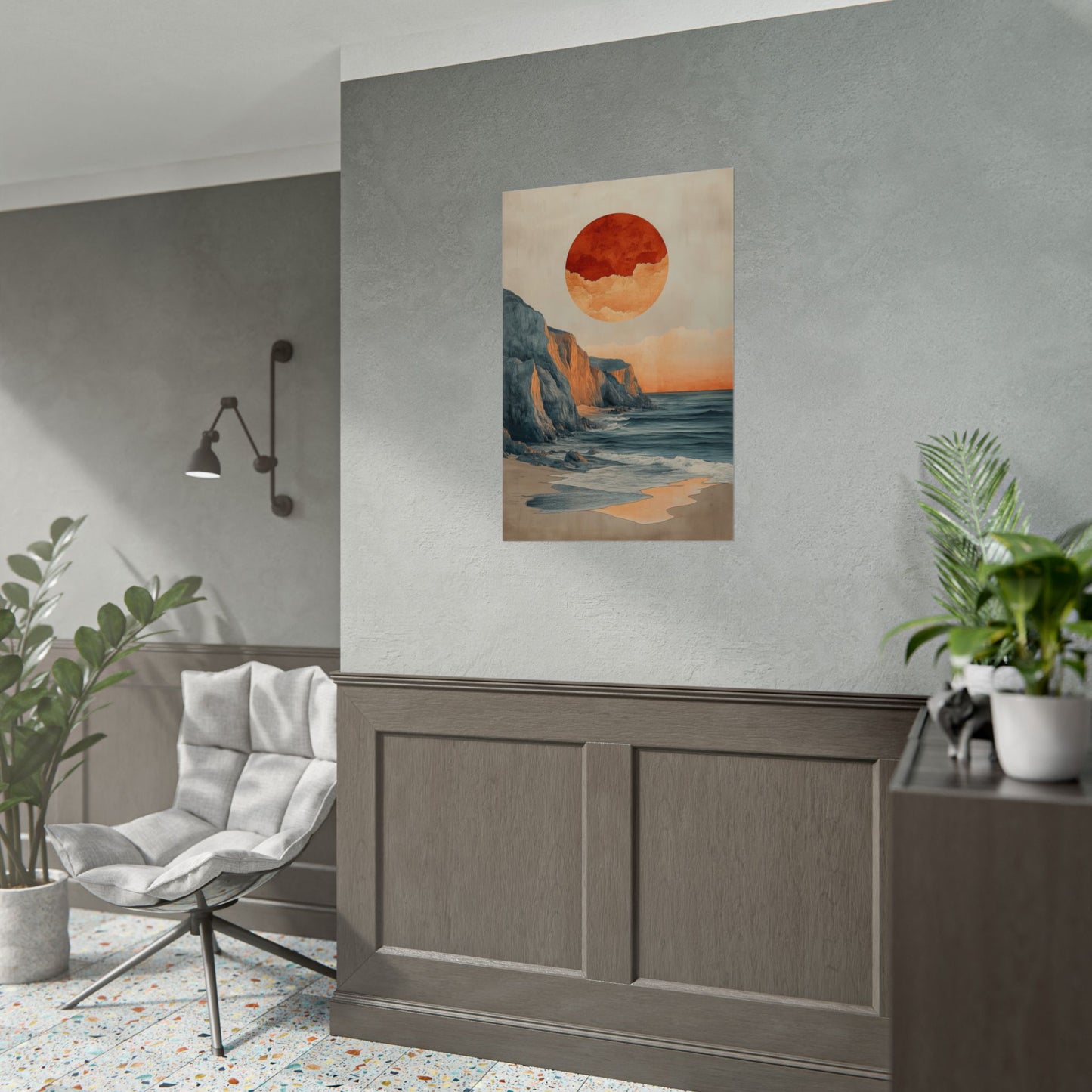 Beach Wall Art Poster – Serene Coastal Sunset Boho Print (20006)