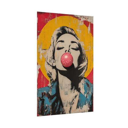 Pop Art Wall Art Retro Bubble Gum Girl Print (20048)