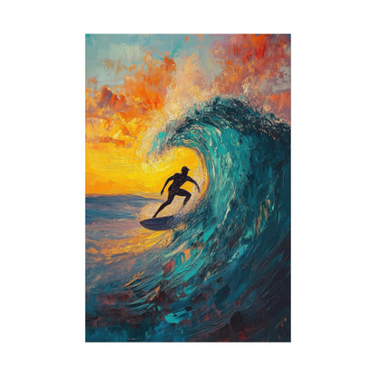 Surf Art Poster Sunset Wave Beach Wall Art (20008)