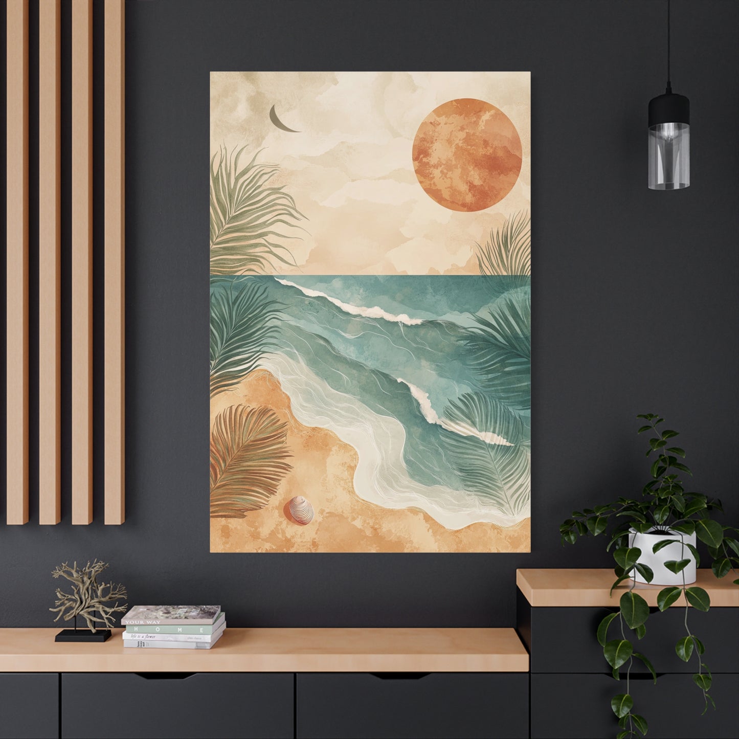 Boho Beach Canvas – Tranquil Coastal Sunset Wall Art (20009)