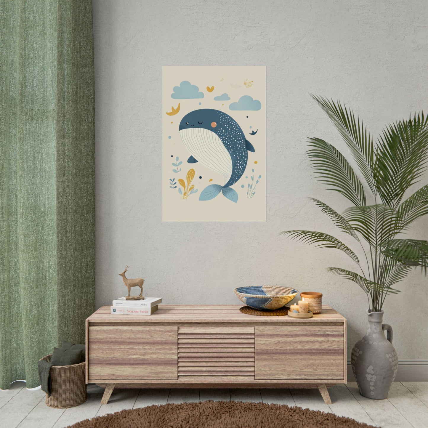 Kids Wall Art Poster Serene Whale Design (20033)