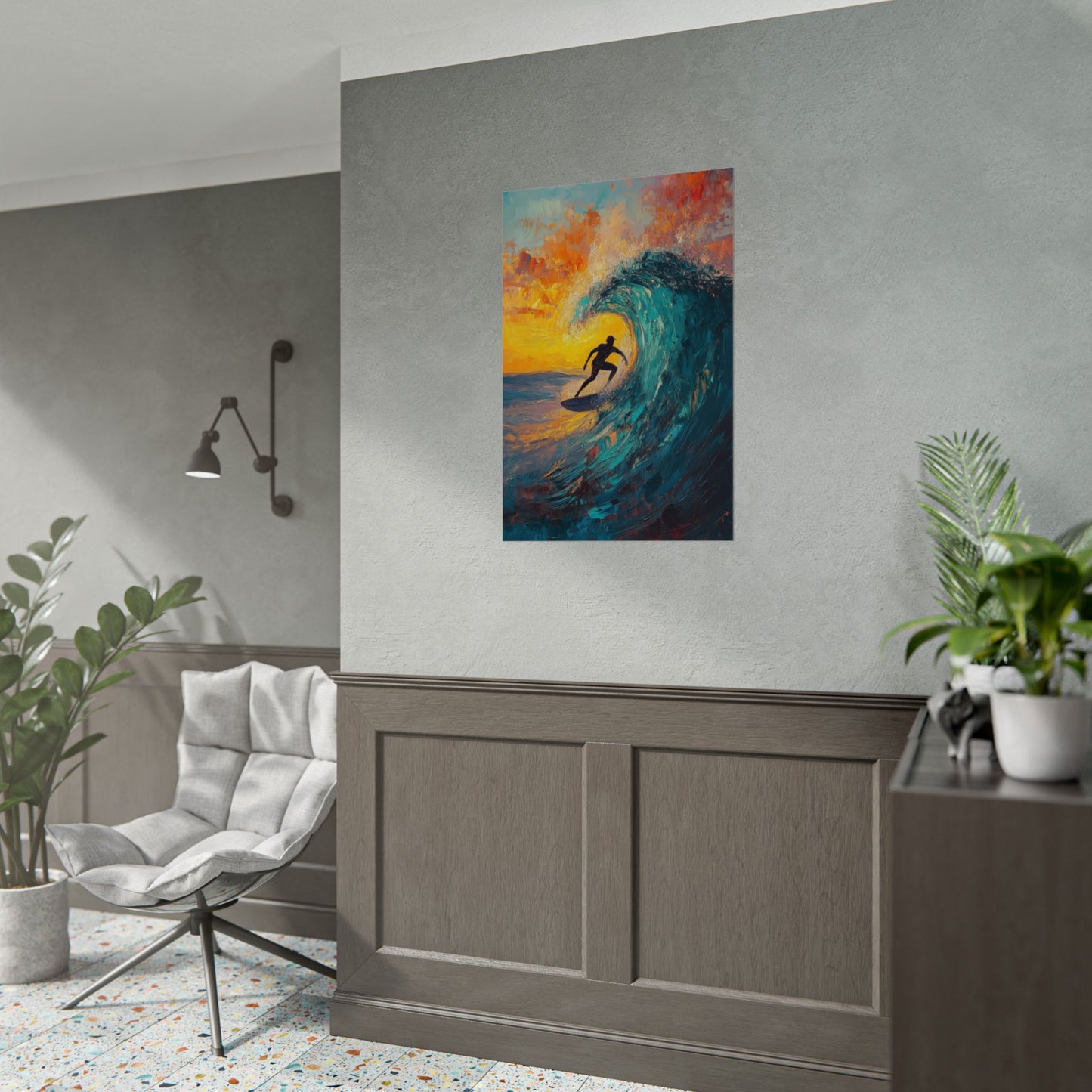 Surf Art Poster Sunset Wave Beach Wall Art (20008)