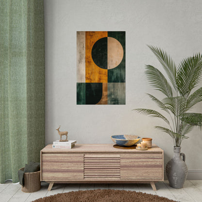 Mid Century Wall Art Poster Serene Geometric Reflection (20024)