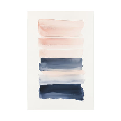 Japandi Minimalist Watercolor Canvas – Blush & Navy Serenity (20010)