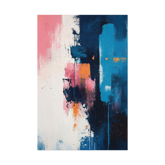 Contemporary Abstract Wall Art Poster – Bold Expression in Blue & Pink (20014)