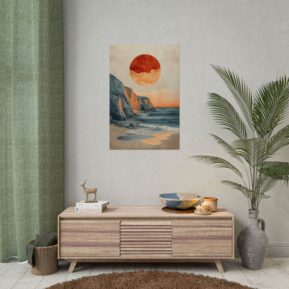 Beach Wall Art Poster – Serene Coastal Sunset Boho Print (20006)