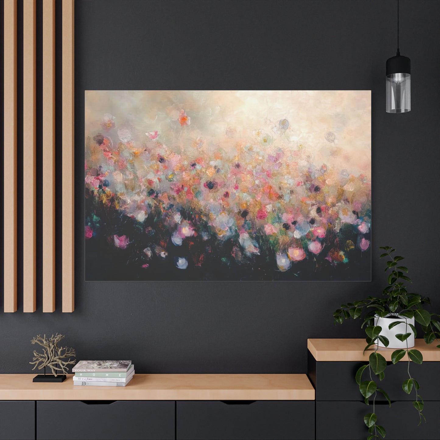 Ethereal Bloom: Vibrant Abstract Floral Canvas – Impressionist Art Print