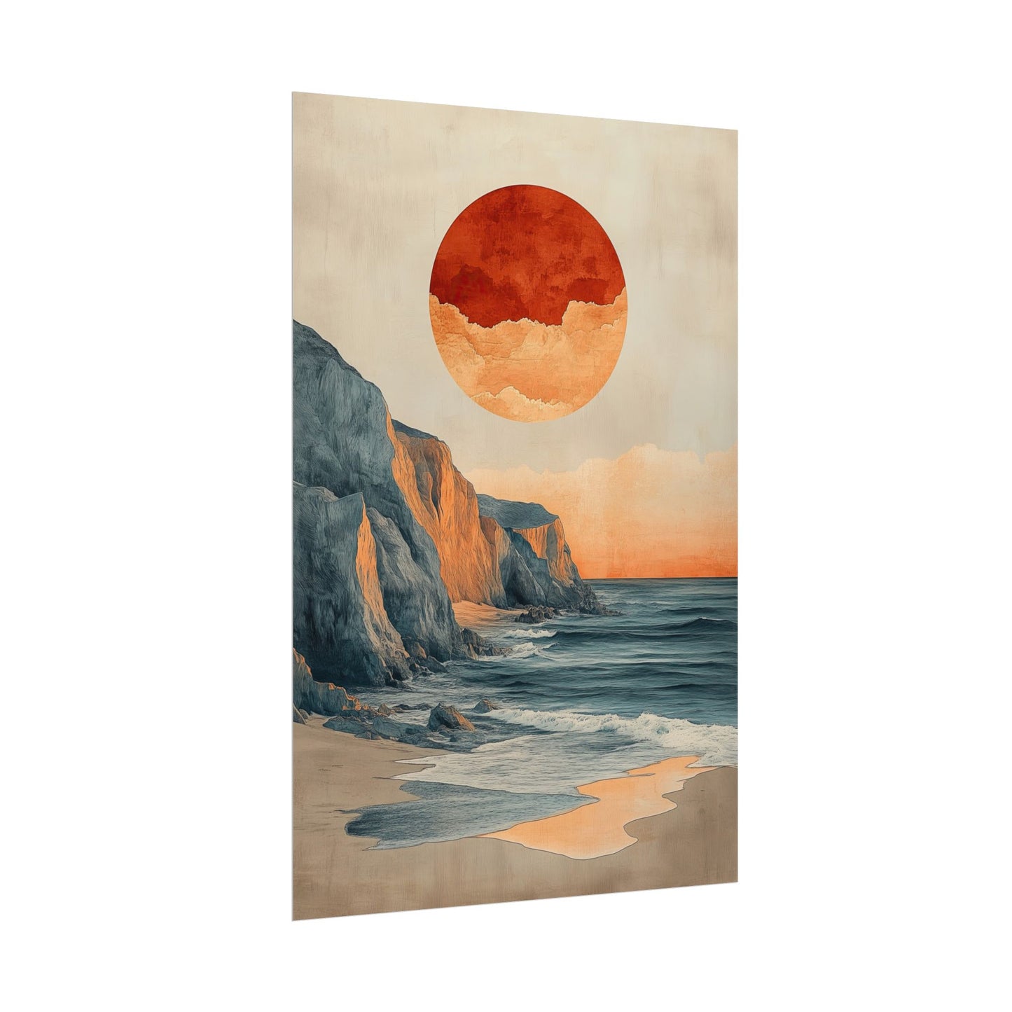 Beach Wall Art Poster – Serene Coastal Sunset Boho Print (20006)