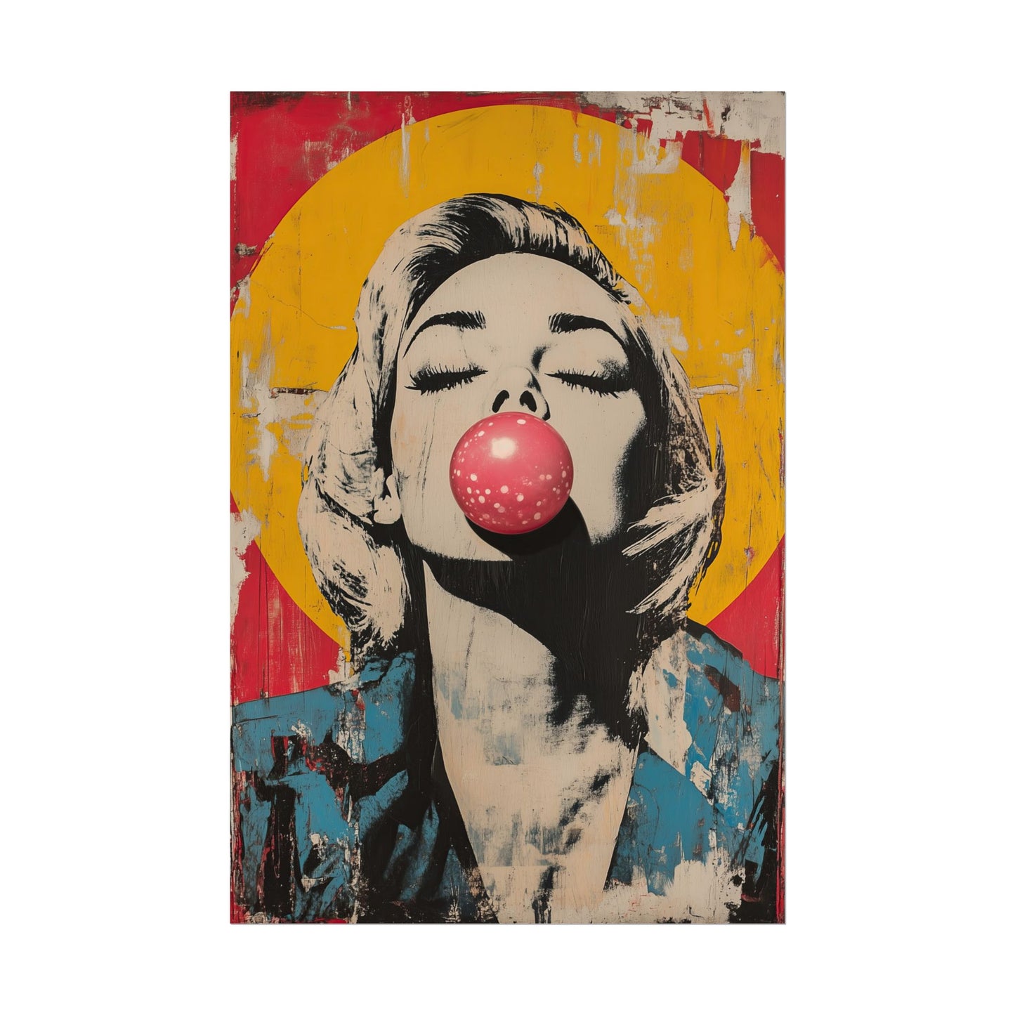 Pop Art Wall Art Retro Bubble Gum Girl Print (20048)